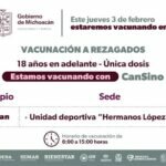 Hoy se Aplican Vacunas Astrazeneca y Cansino en la Unidad Deportiva de Uruapan